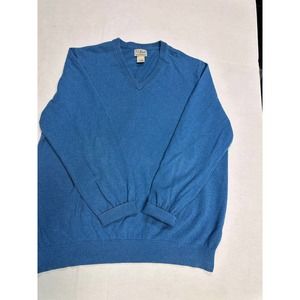 LL Bean Men's Cotton/Cashmere V-Neck Pullover Sweater. Size XL blue
